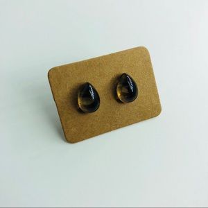 MINIMALIST SMOKY QUARTZ TEARDROP STUDS 💫